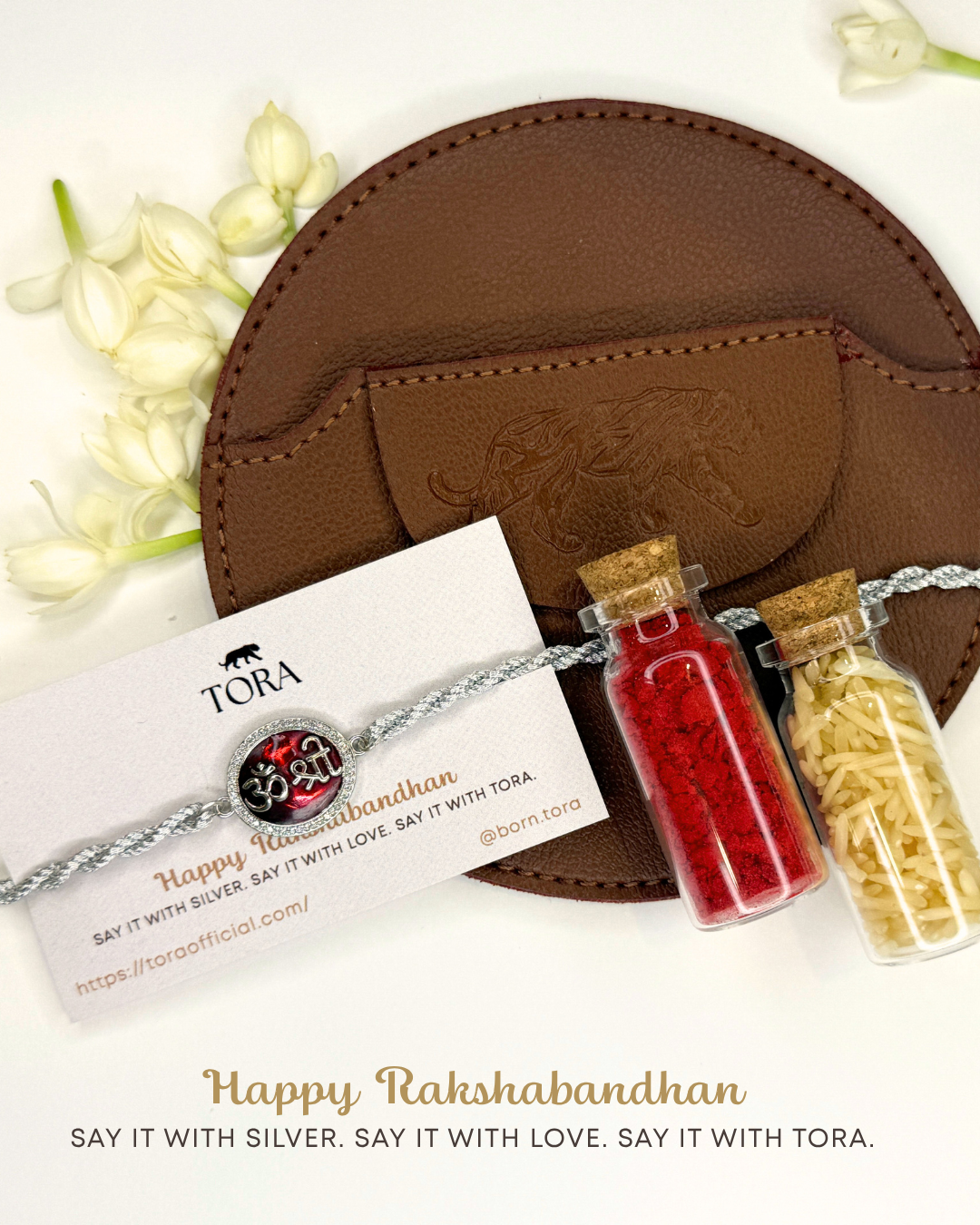 Tora Red Enamel Om Shree Rakhi