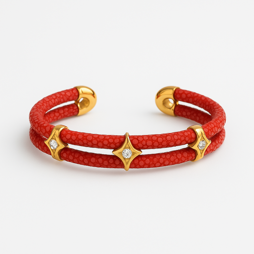 Celeste Luxe Stingray Cuff - Cherry Ember