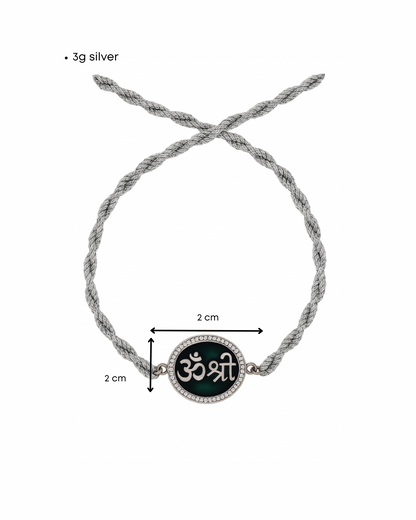 Tora Green Enamel Om Shree Rakhi