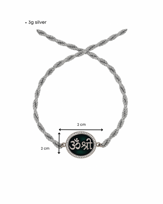 Tora Green Enamel Om Shree Rakhi