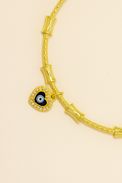 Evil Eye Heart Charm Bracelet