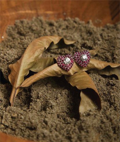 Midnight Heart Stud Earrings