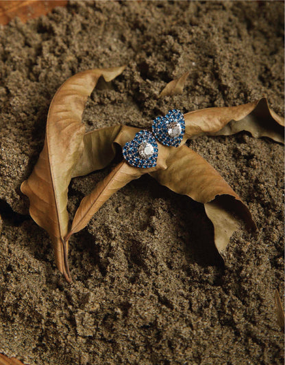 Midnight Heart Stud Earrings